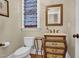 Charming half bathroom with ornate vanity, stylish mirror, and elegant fixtures at 204 Dartmoor Ln, Raleigh, NC 27614
