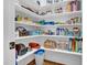 Organized walk-in pantry with ample shelving, providing plenty of storage space for groceries and kitchen essentials at 204 Dartmoor Ln, Raleigh, NC 27614