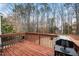 Cozy wooden back deck, perfect for grilling and relaxing with a wooded view at 3659 Coach Lantern Ave, Wake Forest, NC 27587
