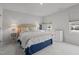 Bright bedroom featuring neutral colors, a comfortable bed, matching lamps, and natural light at 5818 Humanity Ln, Raleigh, NC 27616