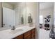 Bathroom featuring a vanity with a white countertop and a mirror, offering a clean and functional space at 801 Myrtle Grove Ln, Apex, NC 27502