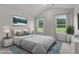 Light-filled main bedroom features neutral walls, a comfortable bed, and large windows with a view at 101 Shelfit Trl, Oxford, NC 27565