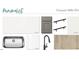 Selection of countertop, cabinet, fixtures, and flooring samples for Crescent Mills 254 at 108 N Stonemill Trl # Homesite 254, Wilson's Mills, NC 27520