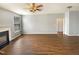 Spacious living room features a fireplace and hardwood floors at 1756 Main Divide Dr, Wake Forest, NC 27587
