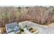Aerial view showcases home's facade and surrounding landscape in a residential neighborhood at 1800 Bodwin Ln, Apex, NC 27502