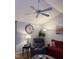 Comfortable living room with ceiling fan, clock and sofa at 254 Pedernales Dr, Smithfield, NC 27577