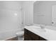 Clean bathroom features a shower and tub combo and a single vanity at 256 Chesapeake Commons St # 157, Garner, NC 27529