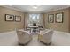 Office space featuring a large window, desk, chairs, and decorative wall art at 2710 Cambridge Rd, Raleigh, NC 27608