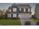 Charming two-story home with blue siding and a well-manicured lawn at 33 White Azalea Way, Homesite 80, Benson, NC 27504