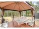 Backyard relaxation area with a covered hammock and a peaceful view of the trees at 3650 Durwood Ln, Raleigh, NC 27604