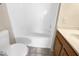This bathroom offers a shower and tub combination at 910 Savin Lndg, Knightdale, NC 27545
