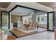 Elegant dining room features an open floor plan, stylish chandelier, and views of the kitchen at 1421 Sky Vista Way, Raleigh, NC 27613