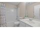 Clean bathroom featuring a toilet, shower, sink, and a large mirror at 1613 Bulon Dr, Cary, NC 27518