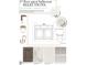 Guest bathroom selections with Bishop in Mink Gray cabinet doors and Calacatta Gold Marble Remnant countertops at 3405 Makers Circle, Raleigh, NC 27612
