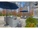 Backyard patio featuring an outdoor seating area, chairs, and landscaping at 3548 Willow Green Dr, Apex, NC 27502