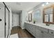 Large bathroom with dual sink vanity and walk-in shower at 3548 Willow Green Dr, Apex, NC 27502