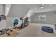 Bonus room with exercise equipment, carpet, recessed lights, and a ceiling fan at 601 Ballad Creek Ct, Cary, NC 27519