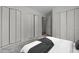 Cozy bedroom featuring multiple closets and a stylish grey and white patterned rug at 75 Traceway N, Sanford, NC 27332