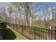 Backyard features a black metal fence with a view of the surrounding trees at 7914 Yester Ct, Raleigh, NC 27615