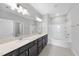 Bathroom boasts double sinks, sleek fixtures, dark cabinets, and a separate tub at 96 Ripple Way # 316, Clayton, NC 27520