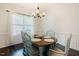 Charming dining room features wainscoting, a chandelier, and a window view at 129 Edgefield Dr, Sanford, NC 27332