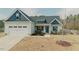 Charming home featuring a two-car garage, beautiful blue accents, and a well-maintained lawn at 129 Edgefield Dr, Sanford, NC 27332