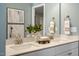 Well-lit bathroom vanity featuring double sinks, quartz countertop, and stylish decor at 160 Kobus Ct, Garner, NC 27529