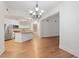 Open kitchen with granite countertops, stainless steel appliances, and an island at 222 Glenwood Avenue # 218, Raleigh, NC 27603