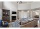Bright living room features a fireplace, built-in shelving, and comfortable seating at 244 Winding Oak Way, Clayton, NC 27520