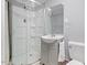 Bathroom with sleek glass-enclosed shower and modern vanity at 2503 Mckinney St, Burlington, NC 27217