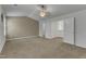 Large bedroom with plush carpeting, a ceiling fan and two large closet spaces, ready for your personal touches at 2728 Spring Valley Dr, Creedmoor, NC 27522