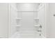 Clean white shower and tub combination features a shower head and easy to use water control at 3405 Rosebush Dr, Zebulon, NC 27597