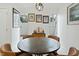 Elegant dining area featuring a round table, leather chairs and sophisticated wall art at 7205 Sandy Creek Dr, Raleigh, NC 27615