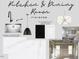 Kitchen and Dining Room finishes include calcatta gold countertops and white shaker cabinets at 9000 Penny Rd, Raleigh, NC 27606