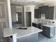 Bright kitchen featuring gray cabinets, sleek countertops, and stainless steel sink at 1039 N Lincoln St, Benson, NC 27504