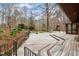 Expansive deck with views of a beautifully landscaped backyard at 10729 Trego Trl, Raleigh, NC 27614