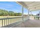 Covered back porch overlooking a spacious and grassy backyard at 125 Scotland Dr, Youngsville, NC 27596