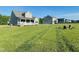 Expansive backyard with lush green lawn and inviting outdoor seating area at 125 Scotland Dr, Youngsville, NC 27596
