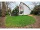 Expansive backyard with lush green grass and mature landscaping creating a private oasis at 2635 Lakeview Dr, Raleigh, NC 27609