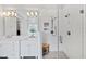 Modern bathroom showcasing double sinks, a glass shower, and stylish fixtures at 2635 Lakeview Dr, Raleigh, NC 27609