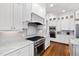 Gourmet kitchen featuring custom white cabinets, stainless steel appliances, and granite countertops at 2635 Lakeview Dr, Raleigh, NC 27609