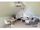Cozy attic room featuring vaulted ceiling, lounge area and tv at 3508 Cambridge Rd, Durham, NC 27707