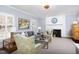 Cozy living room with fireplace, shutters, and stylish furnishings, creating a warm and inviting space at 3508 Cambridge Rd, Durham, NC 27707