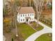 Charming two-story home featuring a lush green lawn, stone walkway, and a freshly paved driveway at 612 Lakeview Dr, Raleigh, NC 27603