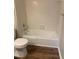 This bathroom features a shower and tub combination with a white tile surround at 912 Pamela Ln, Rocky Mount, NC 27803