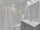 Bathroom featuring a shower with a marble surround, and a vanity at 1416 Endgame Ct, Wake Forest, NC 27587