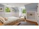 Bright bedroom with plush bedding, and plenty of natural light from large windows at 2140 N Lakeshore Dr, Chapel Hill, NC 27514