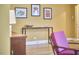 Stylish hallway with modern console table and colorful artwork at 2313 Prince St, Durham, NC 27707