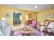 Inviting living room with hardwood floors, pink chairs, and view to the dining area at 2313 Prince St, Durham, NC 27707