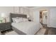 Comfortable bedroom with a grey tufted headboard, matching furniture, and ensuite bathroom at 274 Deodora Ln, Cameron, NC 28326